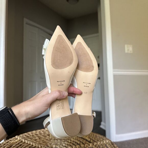 Satin Pointed Toe Bow Bridal Shoe Ankle Strap Block Heel Pelino EU 40 Greece - Picture 6 of 15